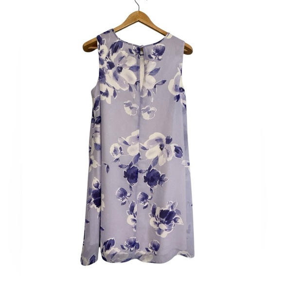 JH purple Floral A-Line Sleeveless Lined Chiffon Dress size 14 - Picture 4 of 4